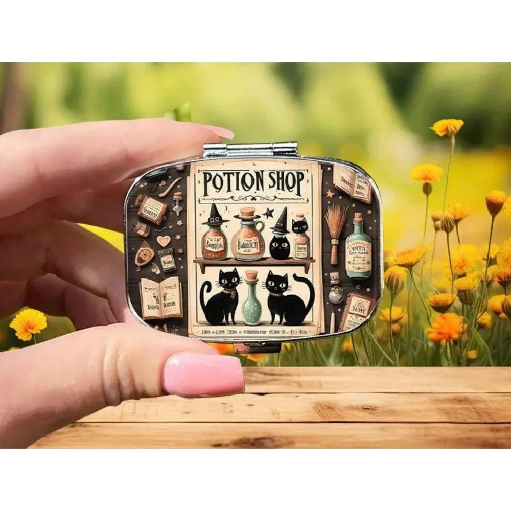 Pill Box Potion Shop Black Cat Witch Hat